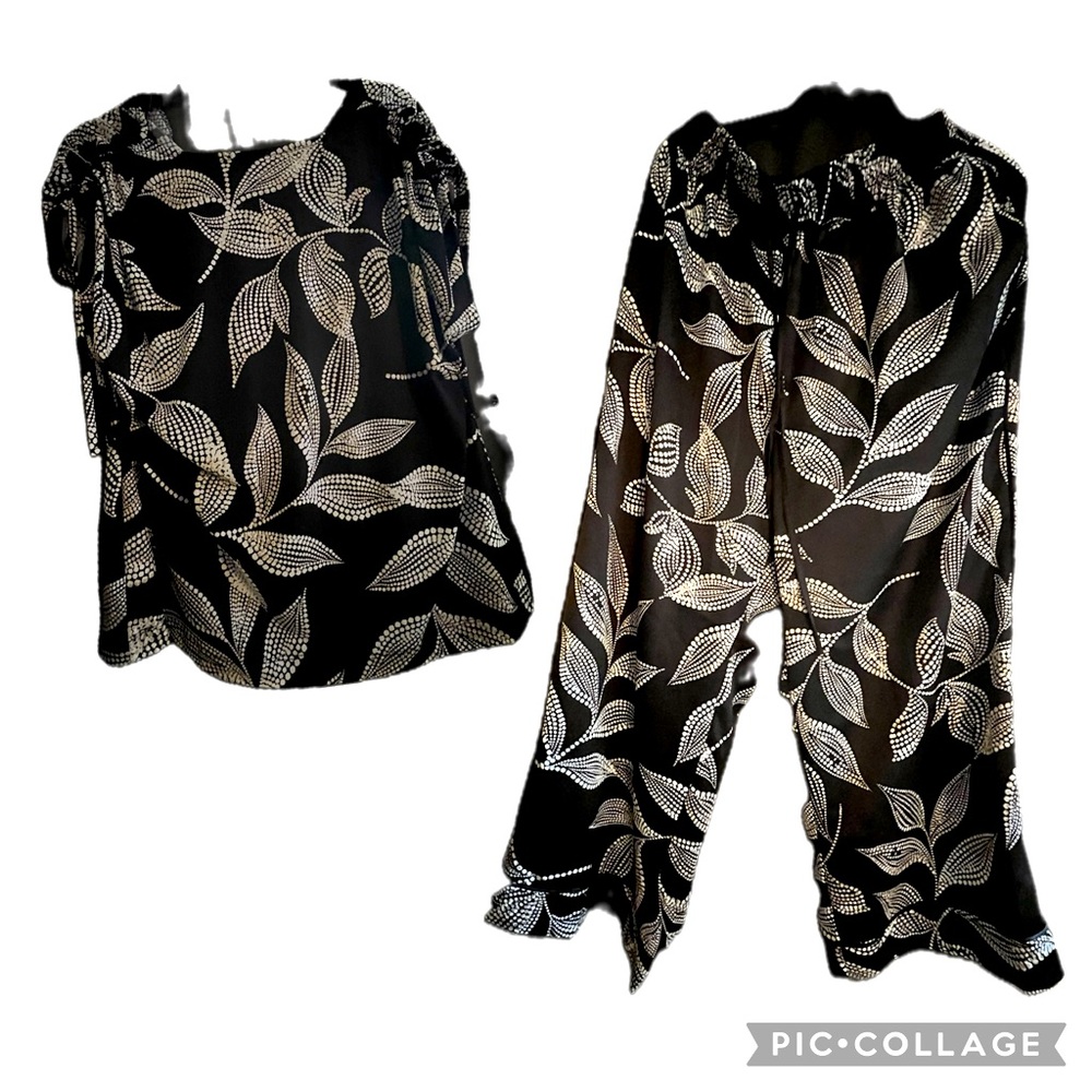 Women’s Short Sleeve Wide Leg Pants Set